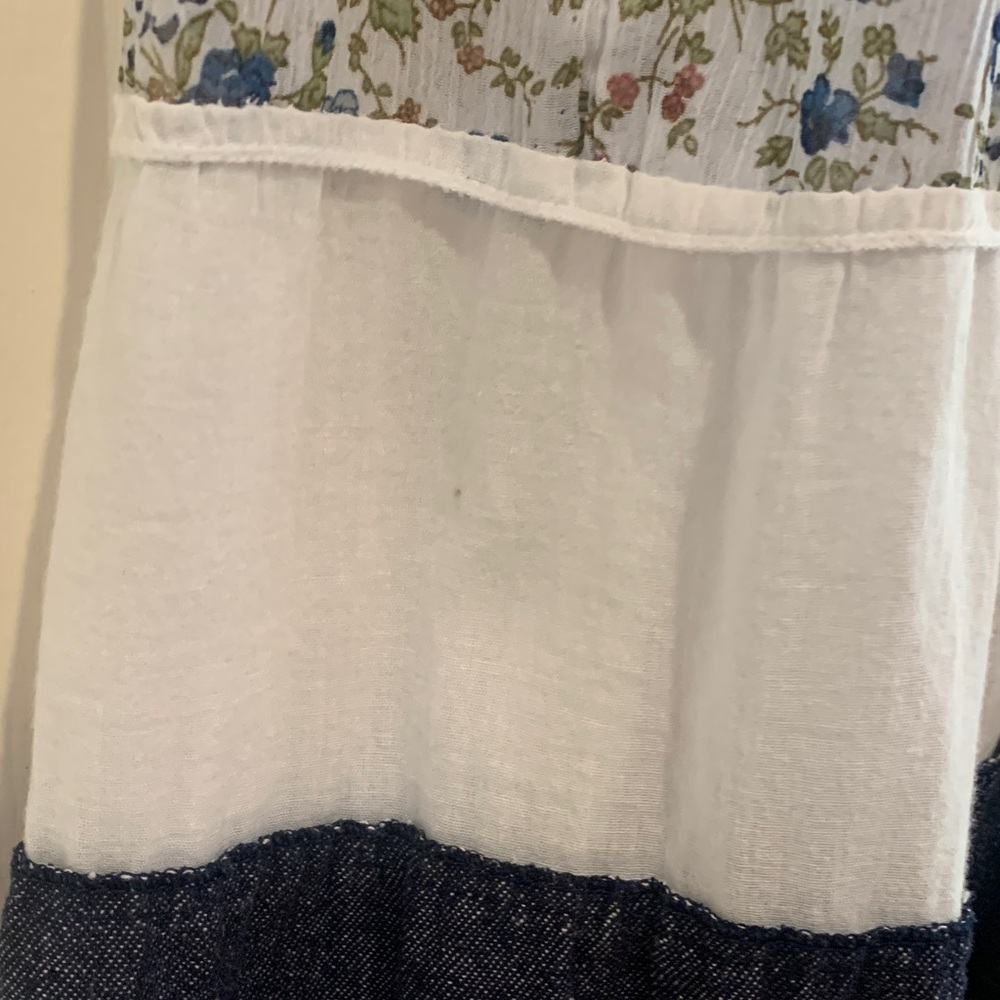 Hendi Cottage Core Cream And Blue Tiered Maxi Skirt - Picture 6 of 7